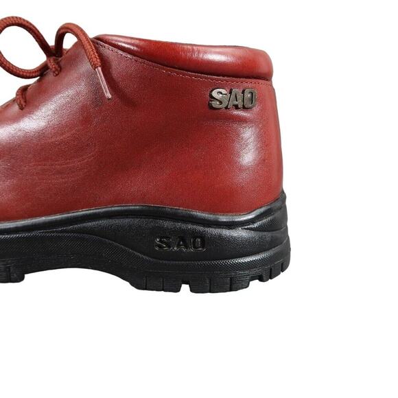 SAO Shoes Mens 9 Boots Leather Vintage Stacy Adams Red Chukka Chunky Retro Ankle - Picture 5 of 14